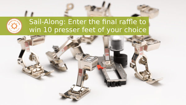 Get 10 sewing feet of your choice in the final raffle of the Sail-Along