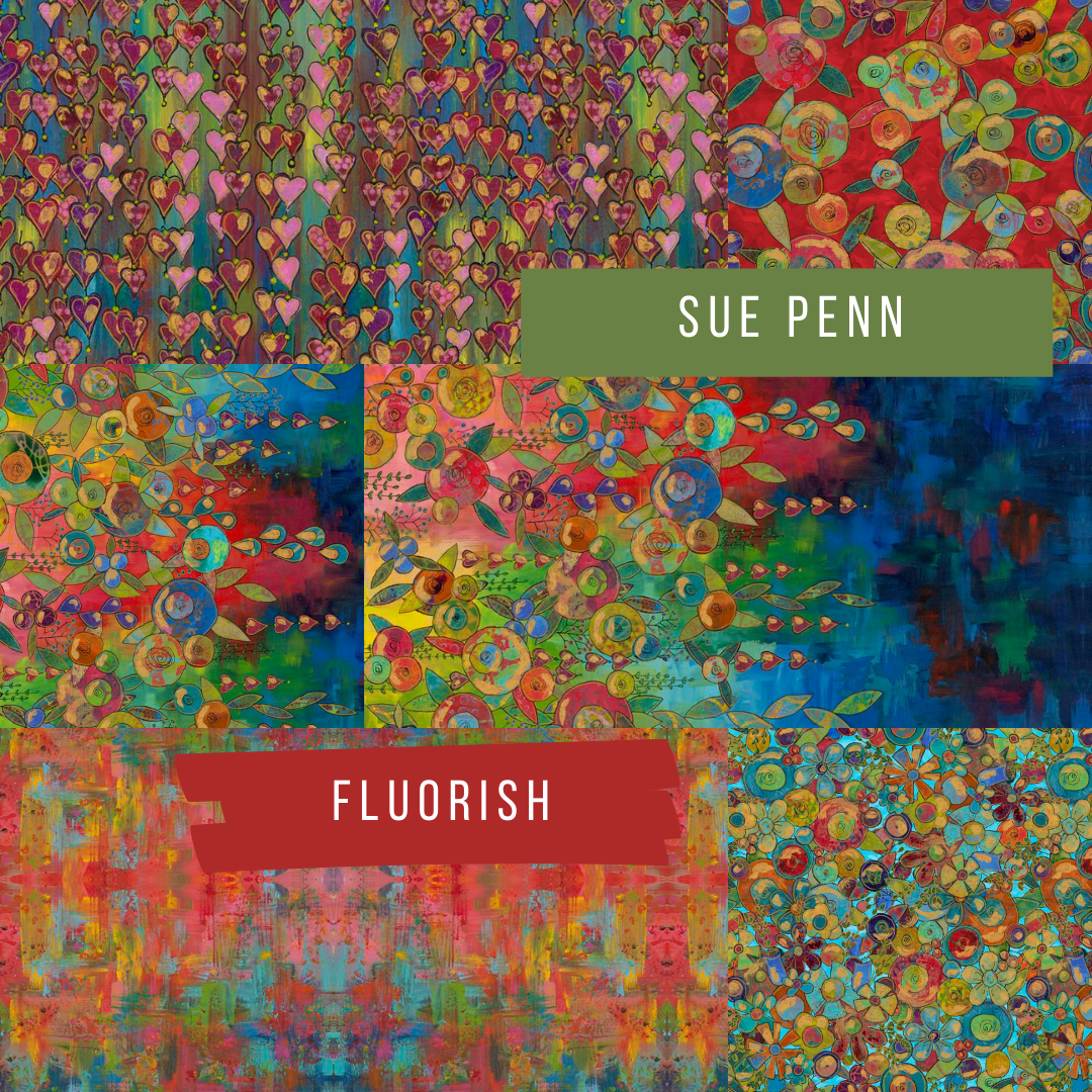 SUE PENN - FLUORISH - Posies, Multi – Artistic Quilts with Color