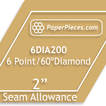 Acrylic Template - 6 Point - 60 Degree Diamond 2,  1/4" Seam