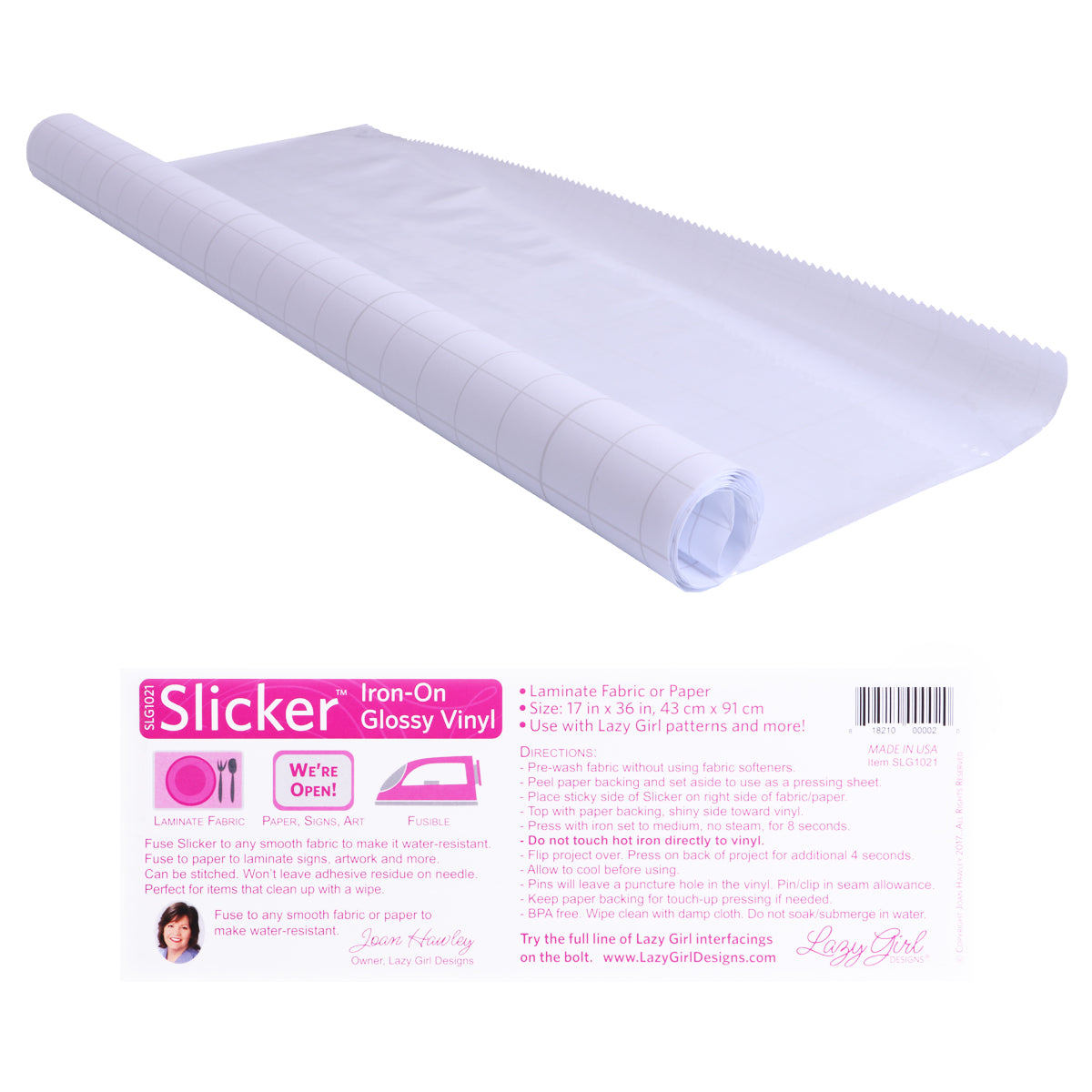 Slicker Iron-On Vinyl Interfacing, 17 x 36in