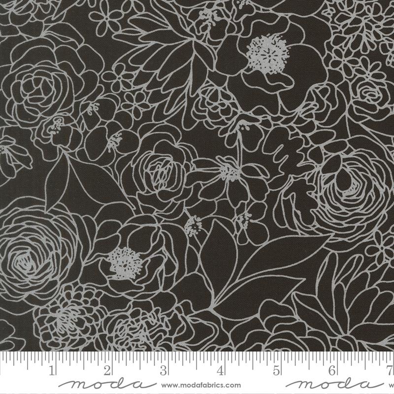 ALLI K DESIGN - True to Hue - Hidden Facet Florals, Black As Night White 511560-22