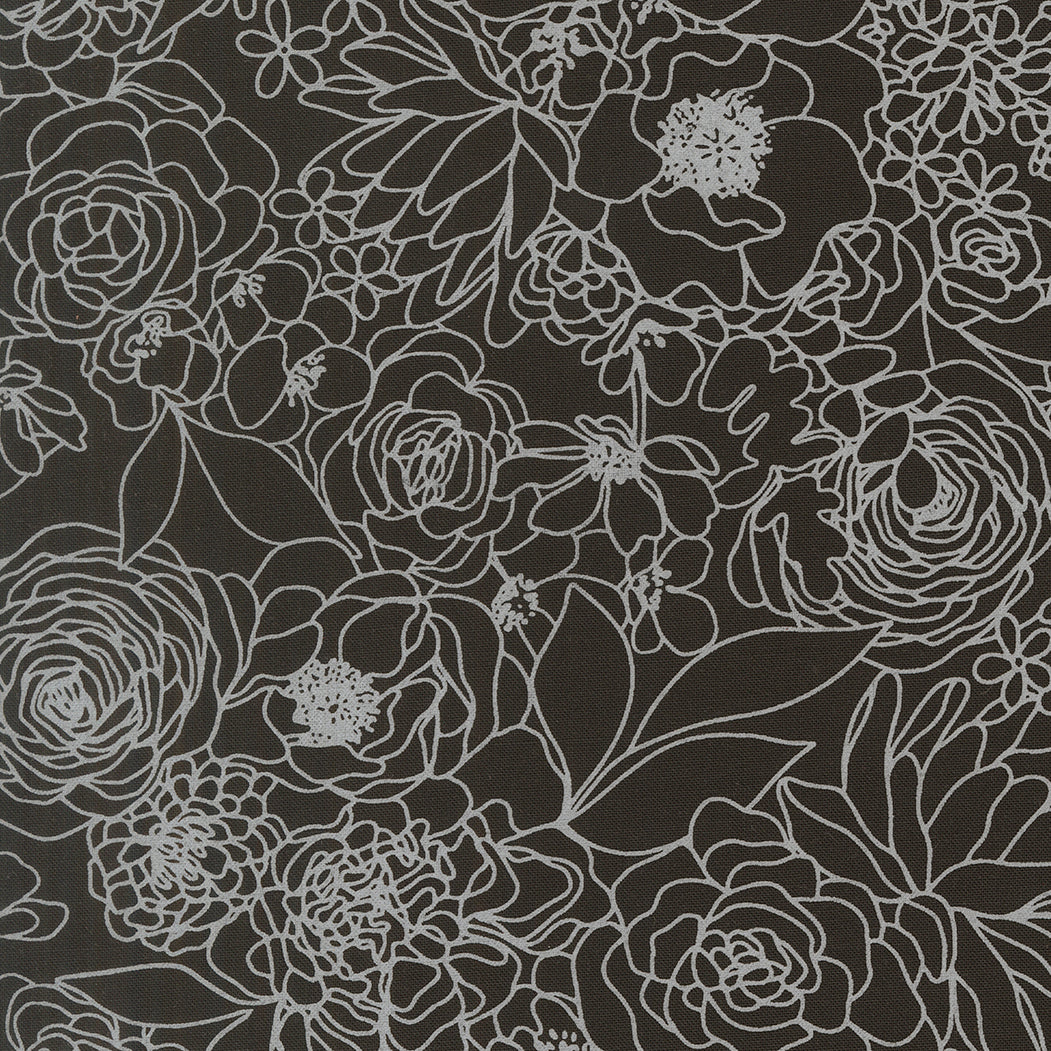ALLI K DESIGN - True to Hue - Hidden Facet Florals, Black As Night White 511560-22