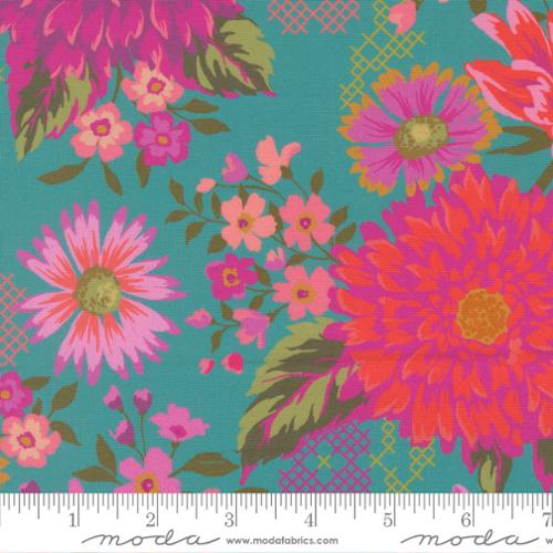 CRYSTAL MANNING - Parlor - Happy Blooms, Teal 511960-15