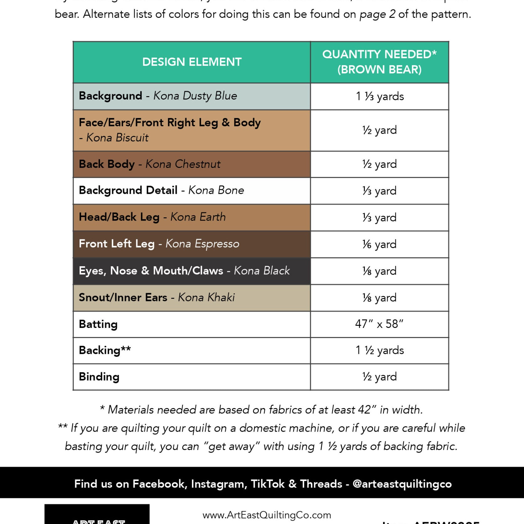 Art East Quilting Co - Bear-Wildered Pattern AEBW0325