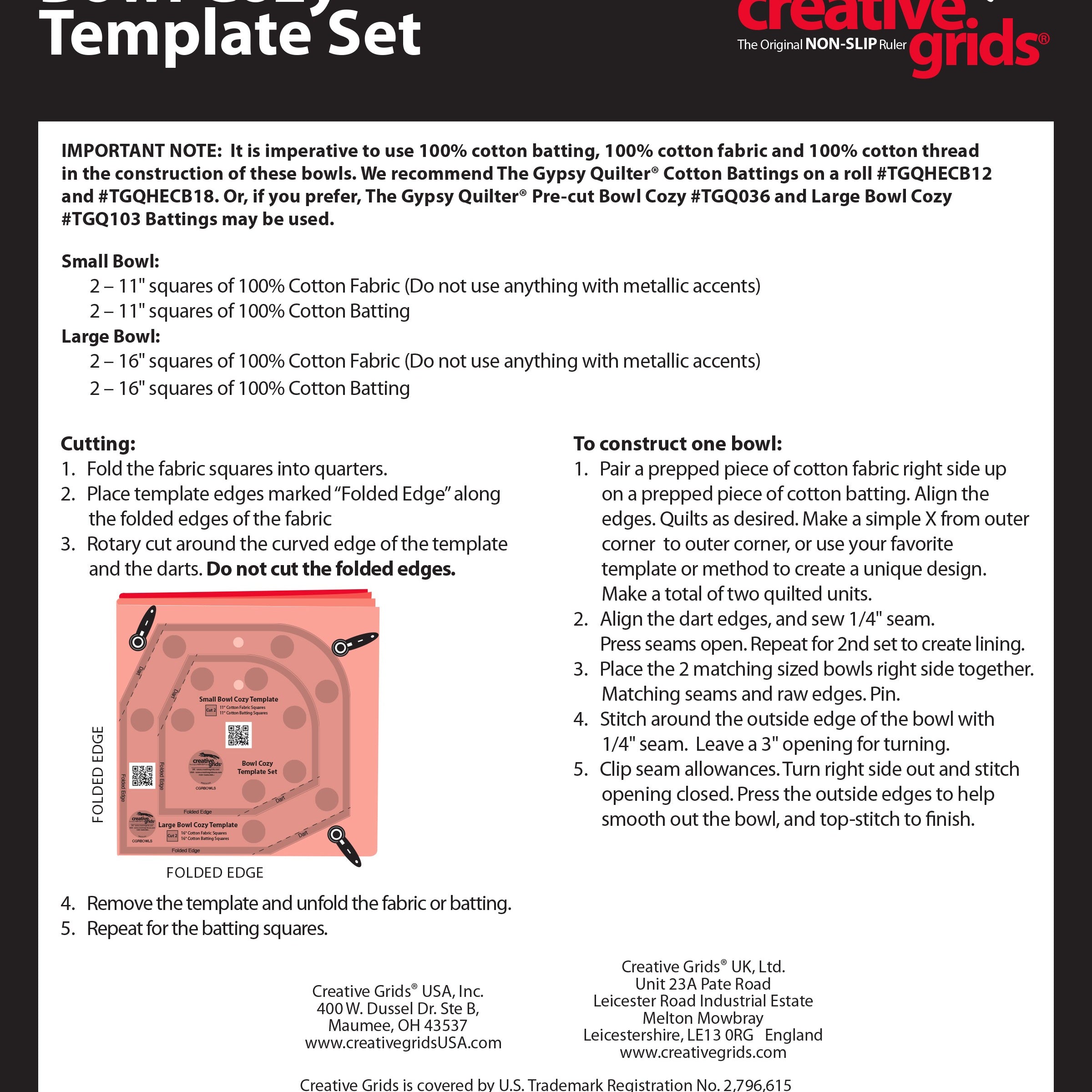 Creative Grids Bowl Cozy Template Set