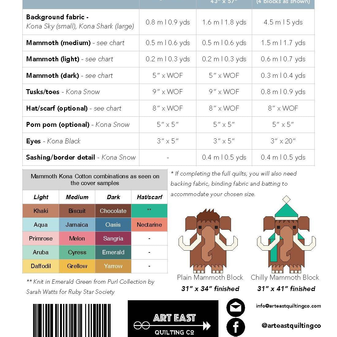 Art East Quilting Co - Chilly Mammoth Quilt Pattern