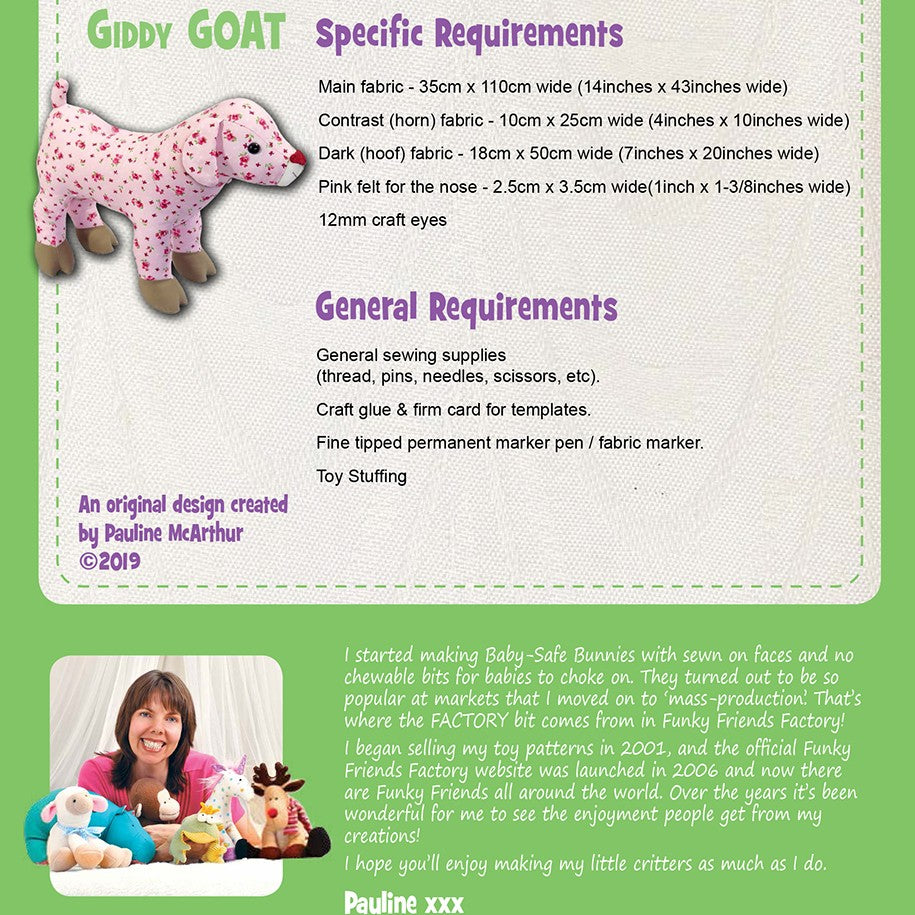 FUNKY FRIENDS FACTORY - Giddy Goat Pattern FF2670