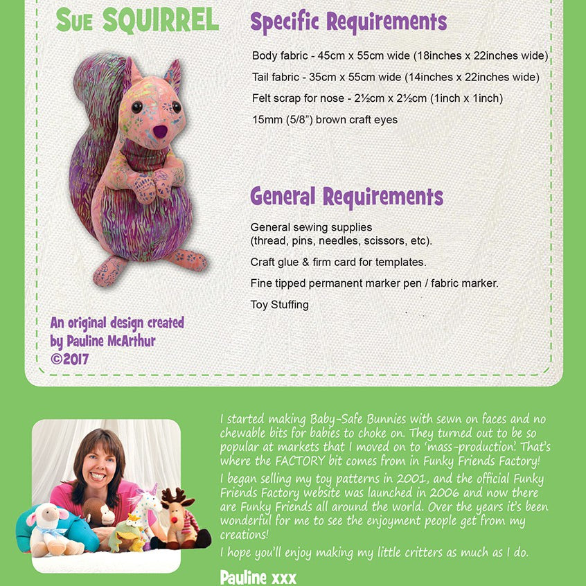 FUNKY FRIENDS FACTORY - Sue the Squirrel Pattern