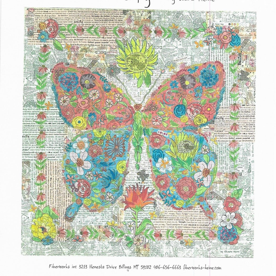 LAURA HEINE -Flowerfly A Butterfly Collage Pattern