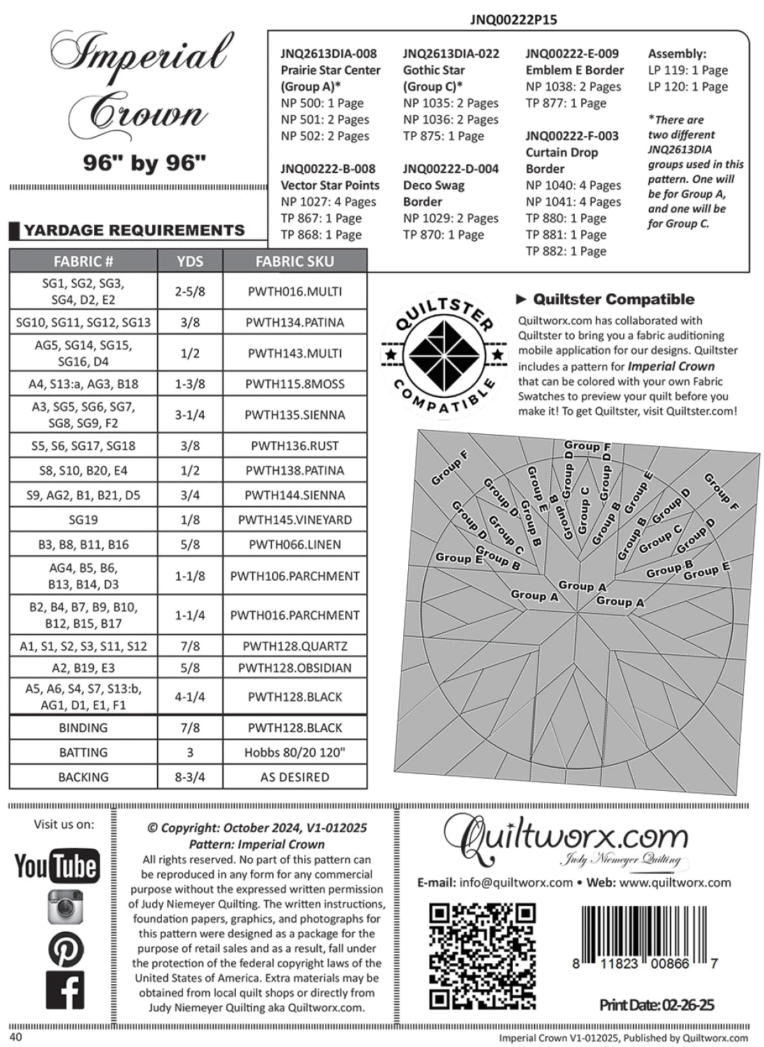 QUILTWORX.COM - Imperial Crown Pattern JNQ00222P15