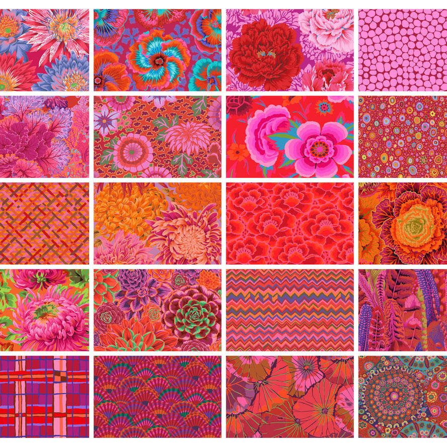 KAFFE FASSETT COLLECTIVE - CLASSICS PLUS PRE-CUTS - RUBY COLORWAY FB4FQGP.RUBY