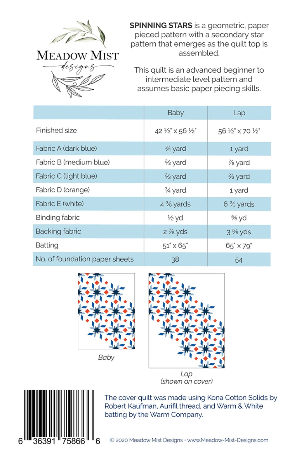 MEADOW MIST DESIGNS - Spinning Stars Pattern MMD1046
