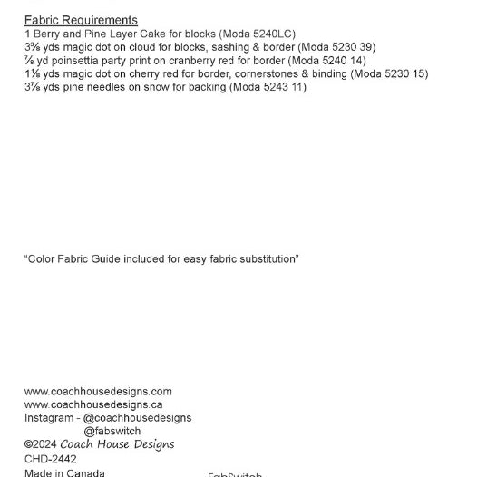 COACH HOUSE DESIGNS - Holiday Connections Pattern