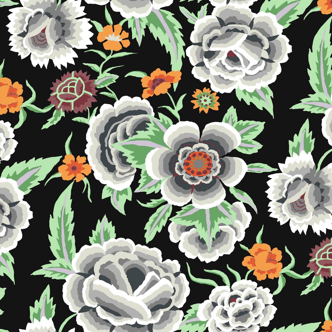 KAFFE FASSETT - KAFFE FASSETT COLLECTIVE - STASH - Embroidered Shawl, Black PWGP106.BLACK