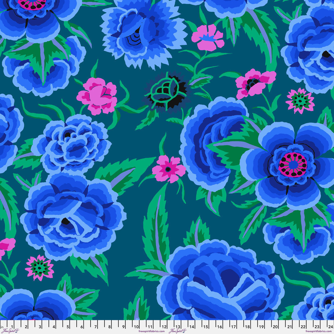 KAFFE FASSETT - KAFFE FASSETT COLLECTIVE - STASH - Embroidered Shawl, Blue PWGP106.BLUE