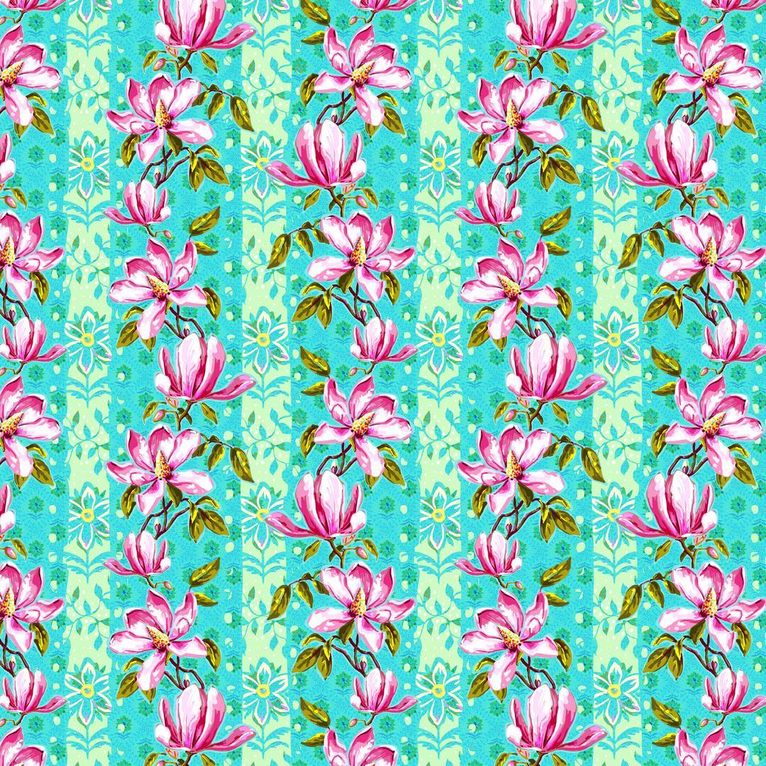 ODILE BAILLOEUL - Festival - Magnolias, Blue PWOB119.BLUE