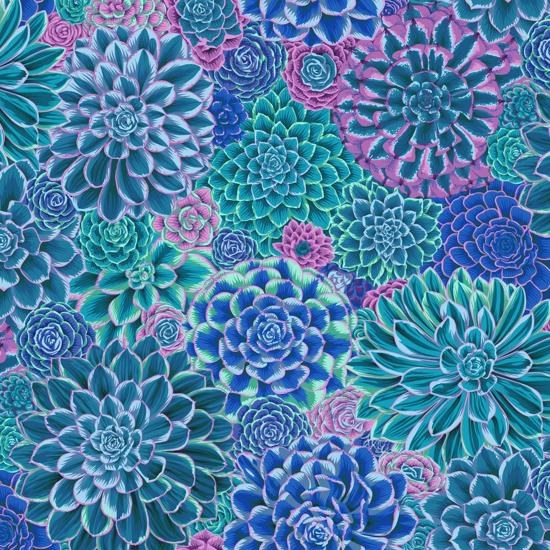 PHILIP JACOBS - KAFFE FASSETT COLLECTIVE - STASH - House Leeks, Blue PWPJ113.BLUE