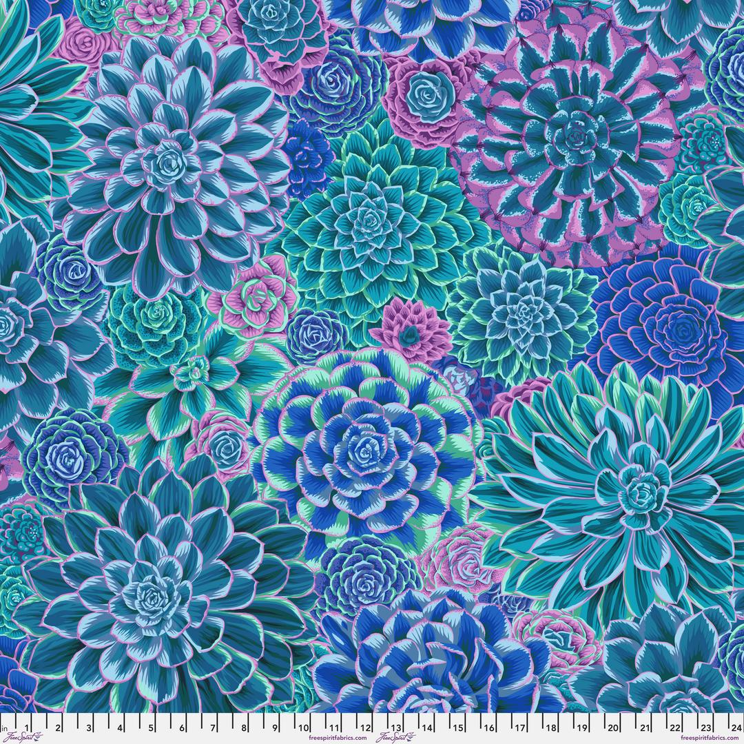 PHILIP JACOBS - KAFFE FASSETT COLLECTIVE - STASH - House Leeks, Blue PWPJ113.BLUE