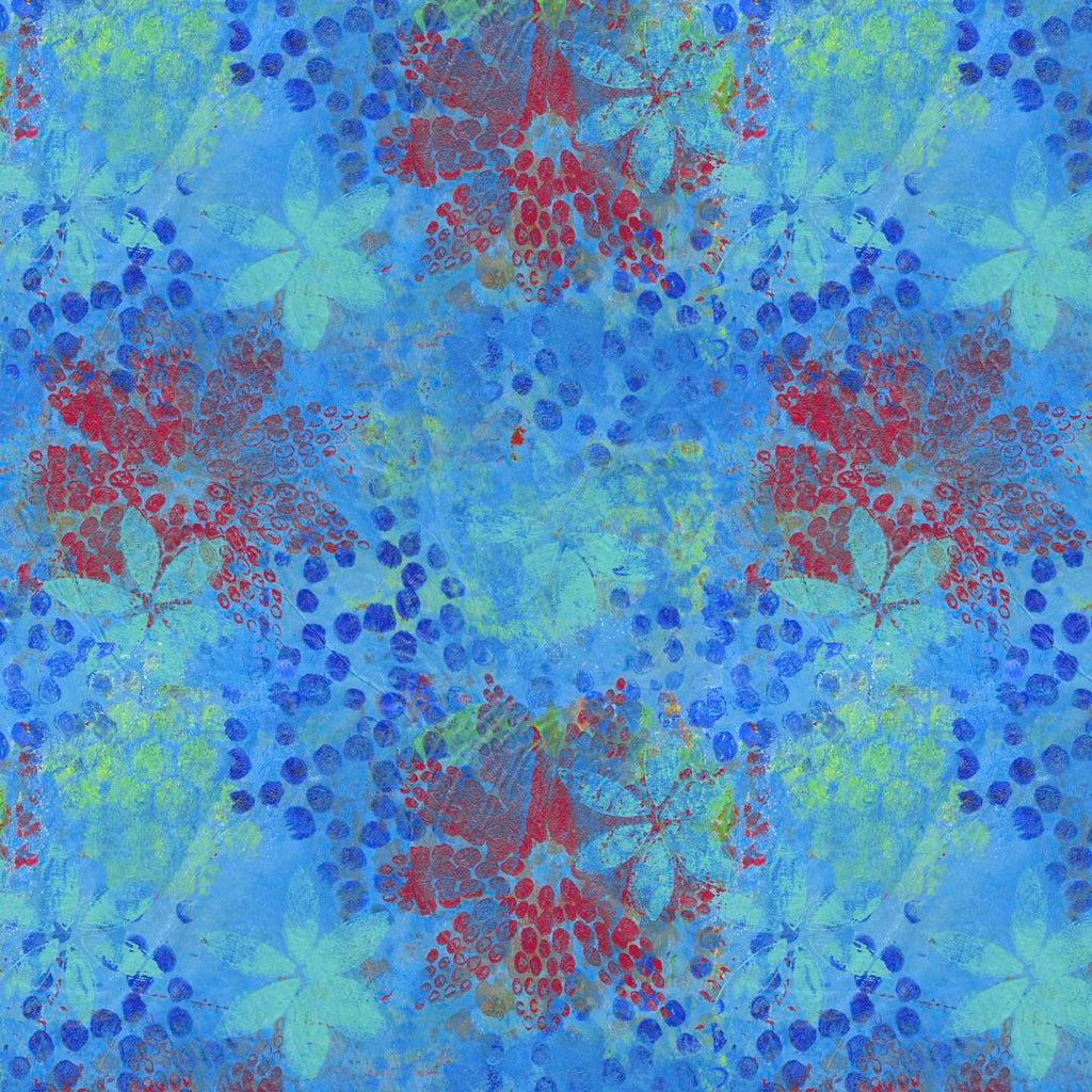 SUE PENN - BUTTERFLY FIELDS - FLOWERY - BLUE