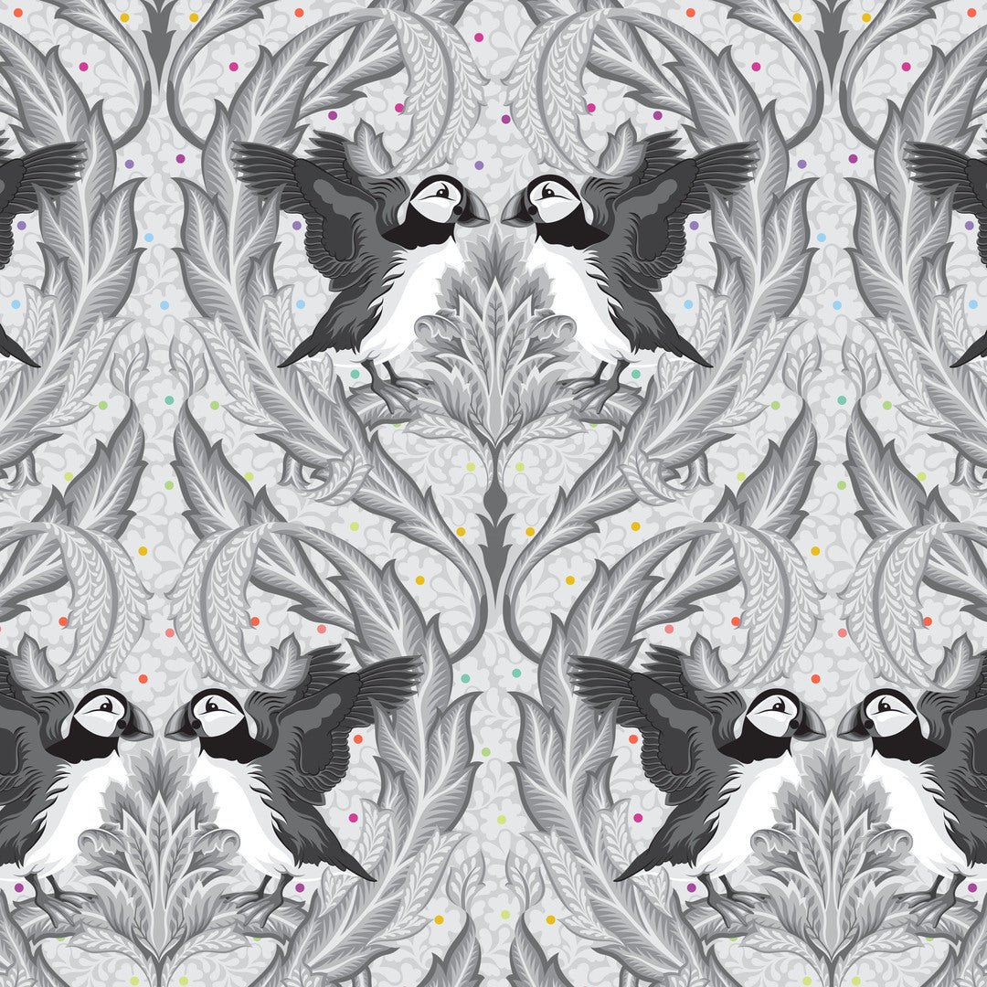 TULA PINK - Graywork - Huffin and Puffin, Whisper PWTP260.WHISPER
