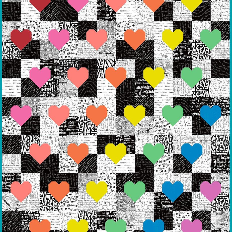 WRITING ON THE WALL  - Patchwork Hearts Quilt Kit