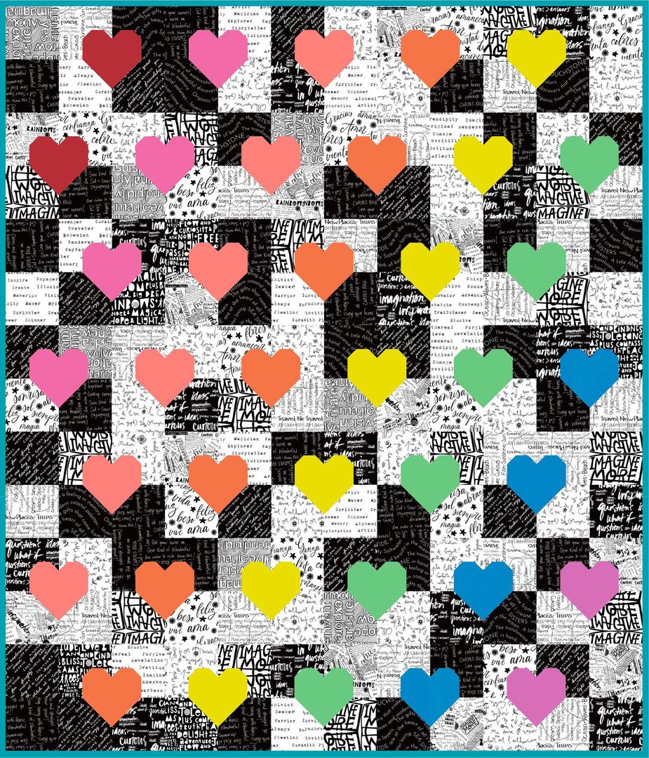 WRITING ON THE WALL  - Patchwork Hearts Quilt Kit