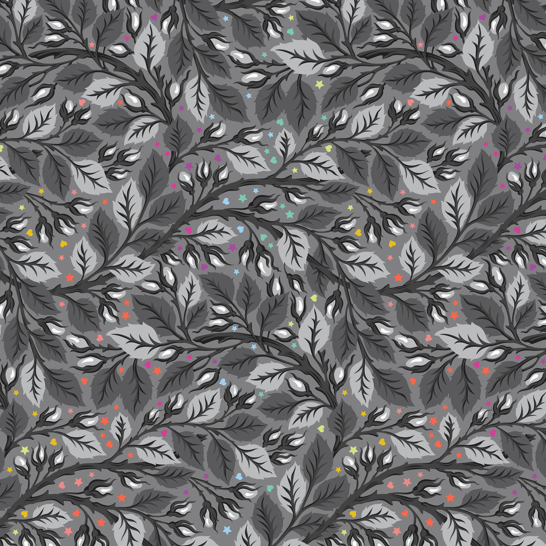 TULA PINK - Graywork - 108" Sateen Quilt Back - Nip in the Bud, Shadow QBTP020.SHADOW