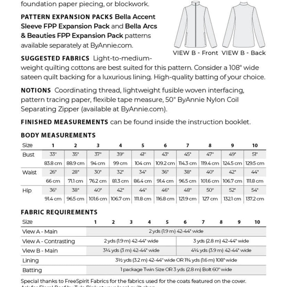 QUILTING ELSA - BYANNIE - Bella Quilted Coat Pattern QE101