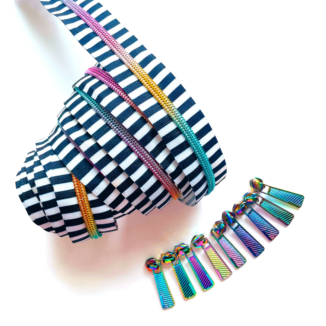 SHH-BIGSTRIPE-ZIP SEW HUNGRYHIPPIE - ZIPPERS BY THE YARD - #5 Bold Stripes Zipper Pack