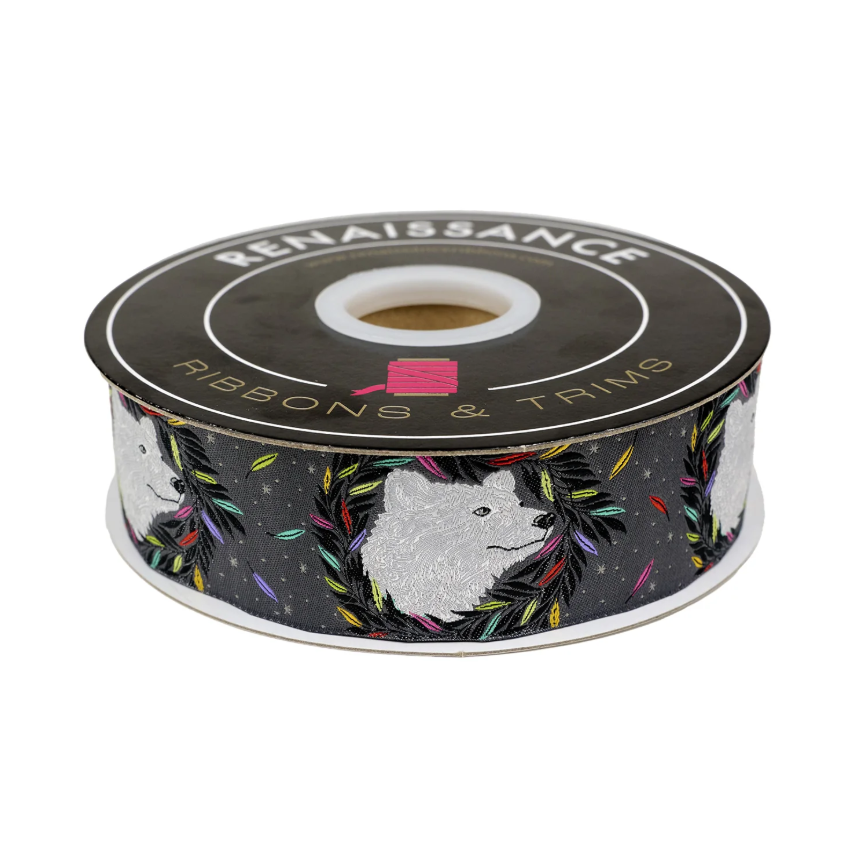 RENAISSANCE RIBBONS - Tula Pink - Graywork, Just Bearly in Carbon 1-1/2" WIDE