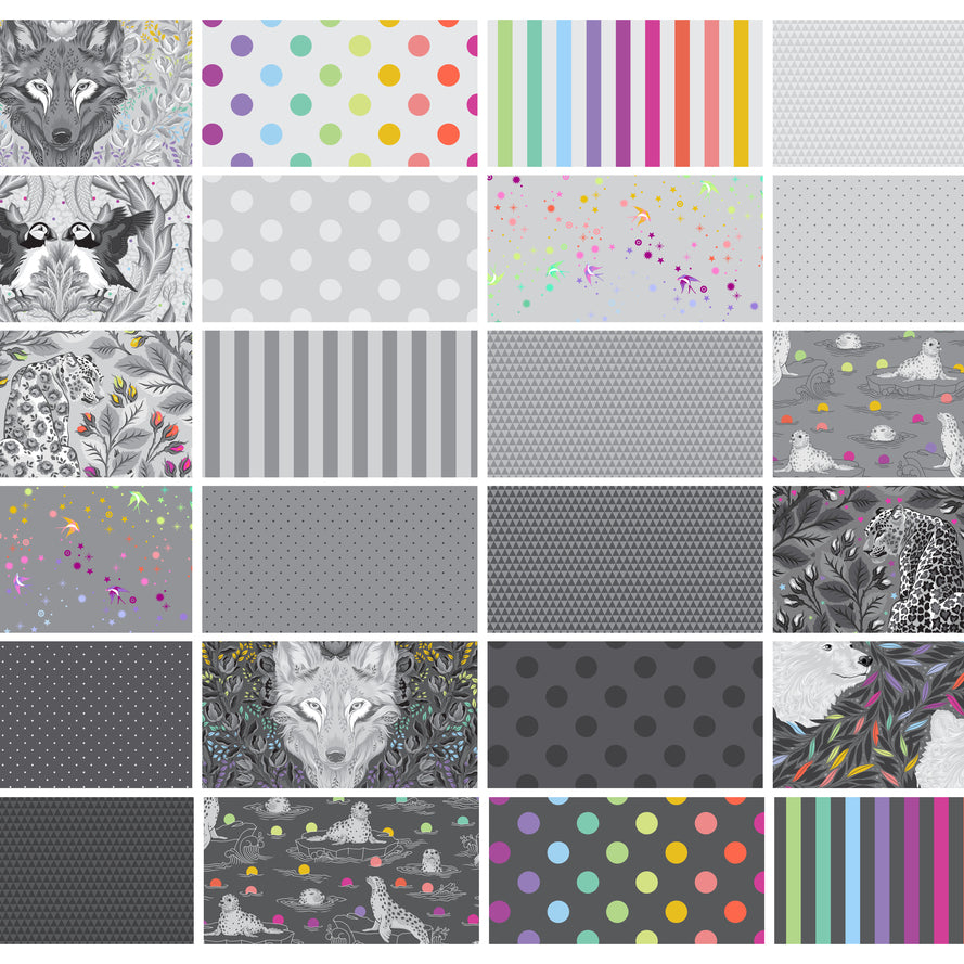 TULA PINK - Graywork - Graywork and True Colors, Pre-cut Bundle FB4FQTP.GRAYWORK
