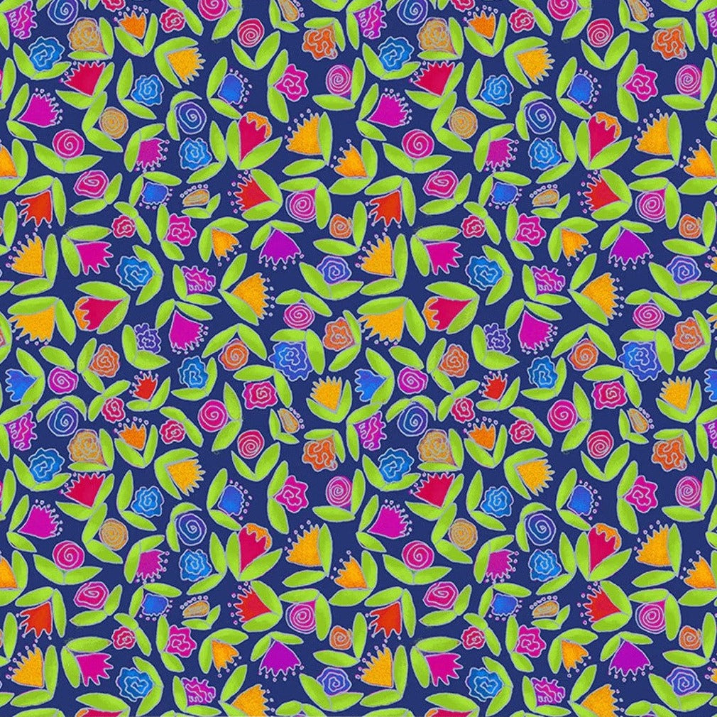 Laura Heine - Goodness Gracious - Little Ditsy Flowers, Cobalt
