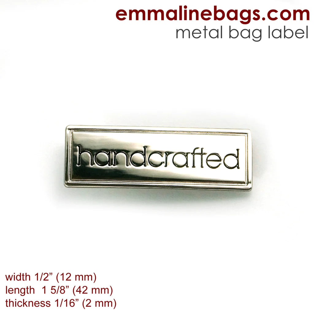 EMMALINE BAGS - Metal Bag Label  "Handcrafted"