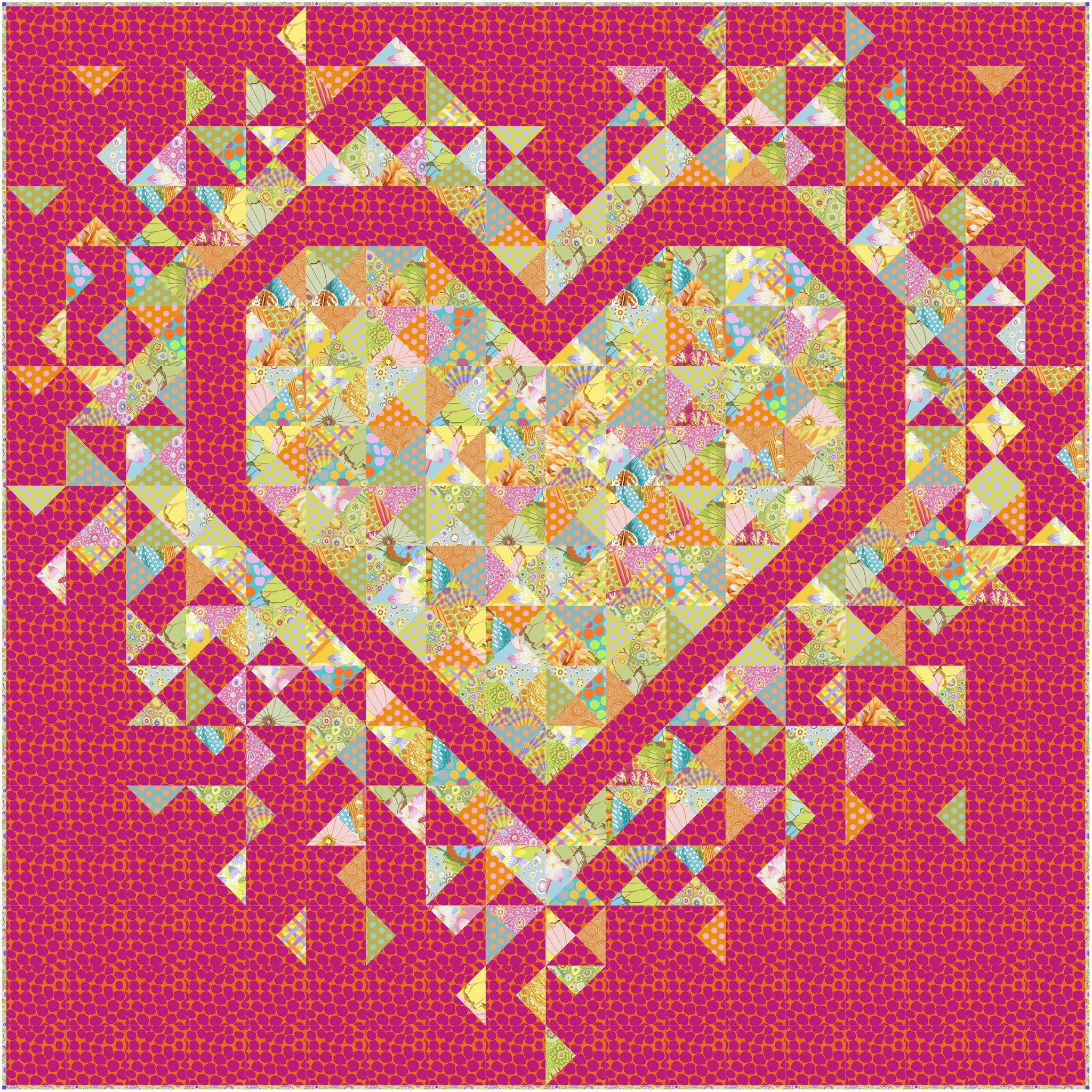 SLICE OF PI - EXPLODING HEART QUILT PATTERN - Artistic Quilts with Color