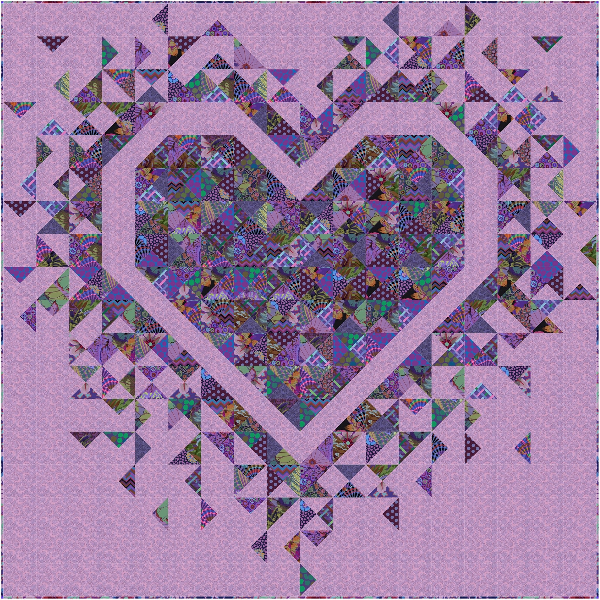 SLICE OF PI - EXPLODING HEART QUILT PATTERN - Artistic Quilts with Color