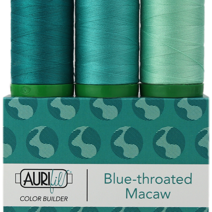 AURIFIL - Thread Color Builder 2021: August - Blue-Throated Macaw - Artistic Quilts with Color