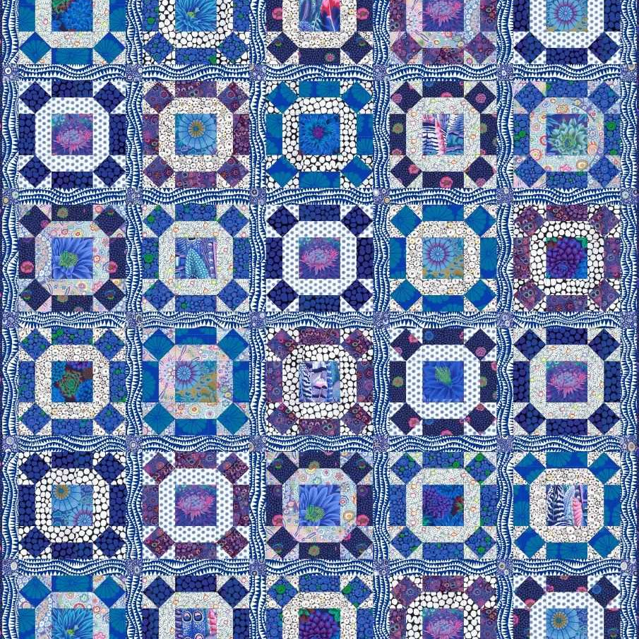 Kaffe Gathering No Moss Quilt Along Pattern and Tote - Artistic Quilts with Color