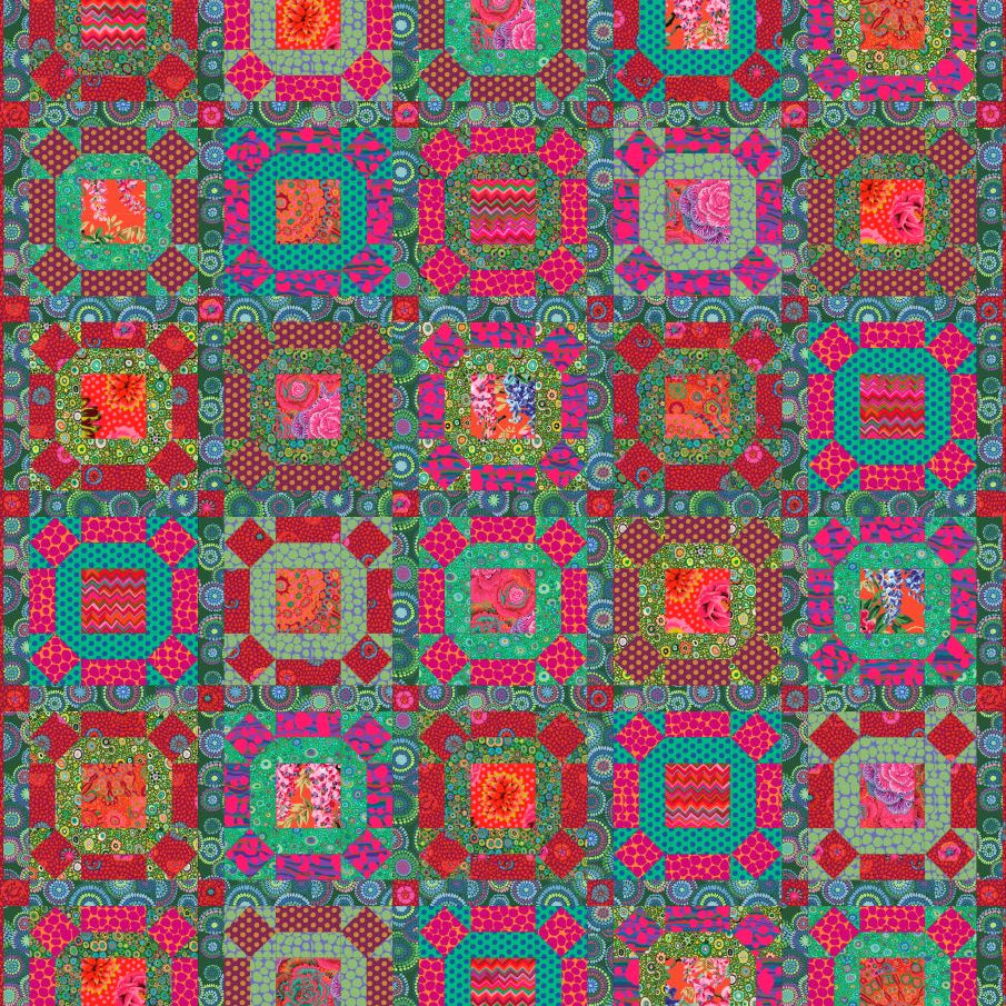 Kaffe Gathering No Moss Quilt Along Pattern and Tote - Artistic Quilts with Color