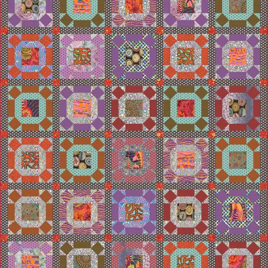 Kaffe Gathering No Moss Quilt Along Pattern and Tote - Artistic Quilts with Color