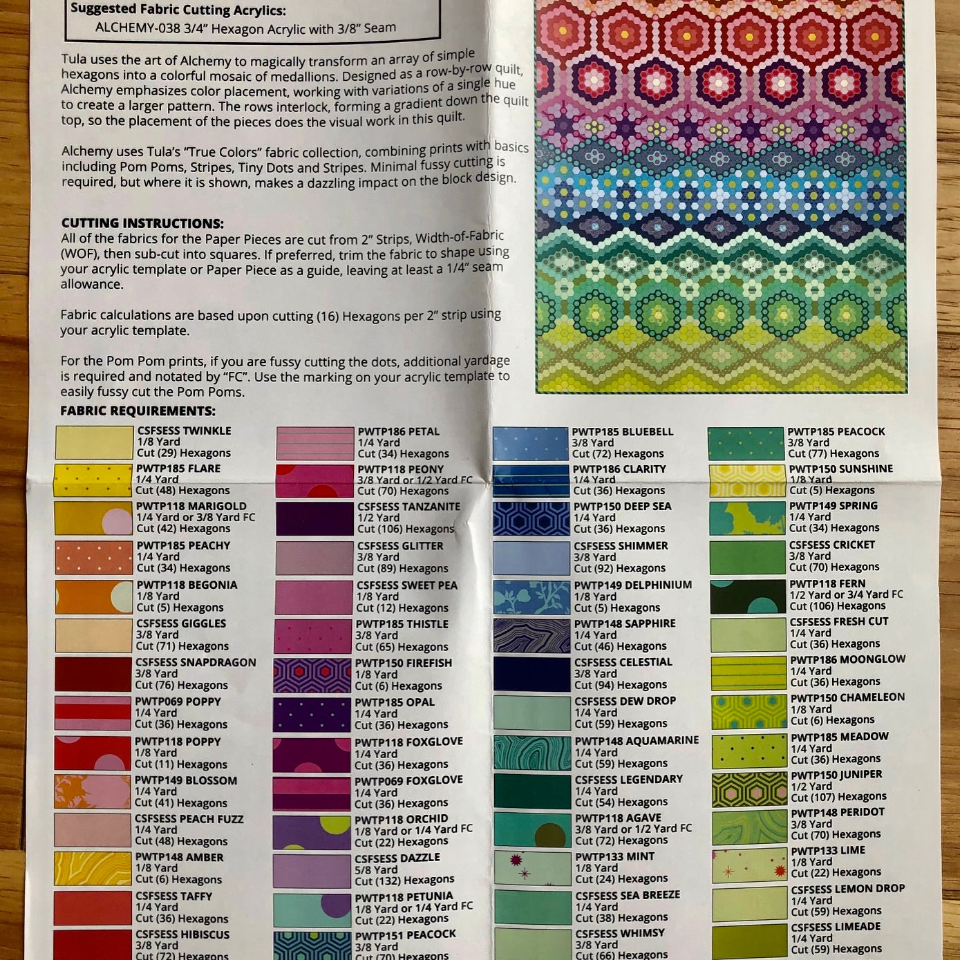 TULA PINK - ALCHEMY Pattern and Complete Paper Piece Pack ON BACKORDER - Artistic Quilts with Color