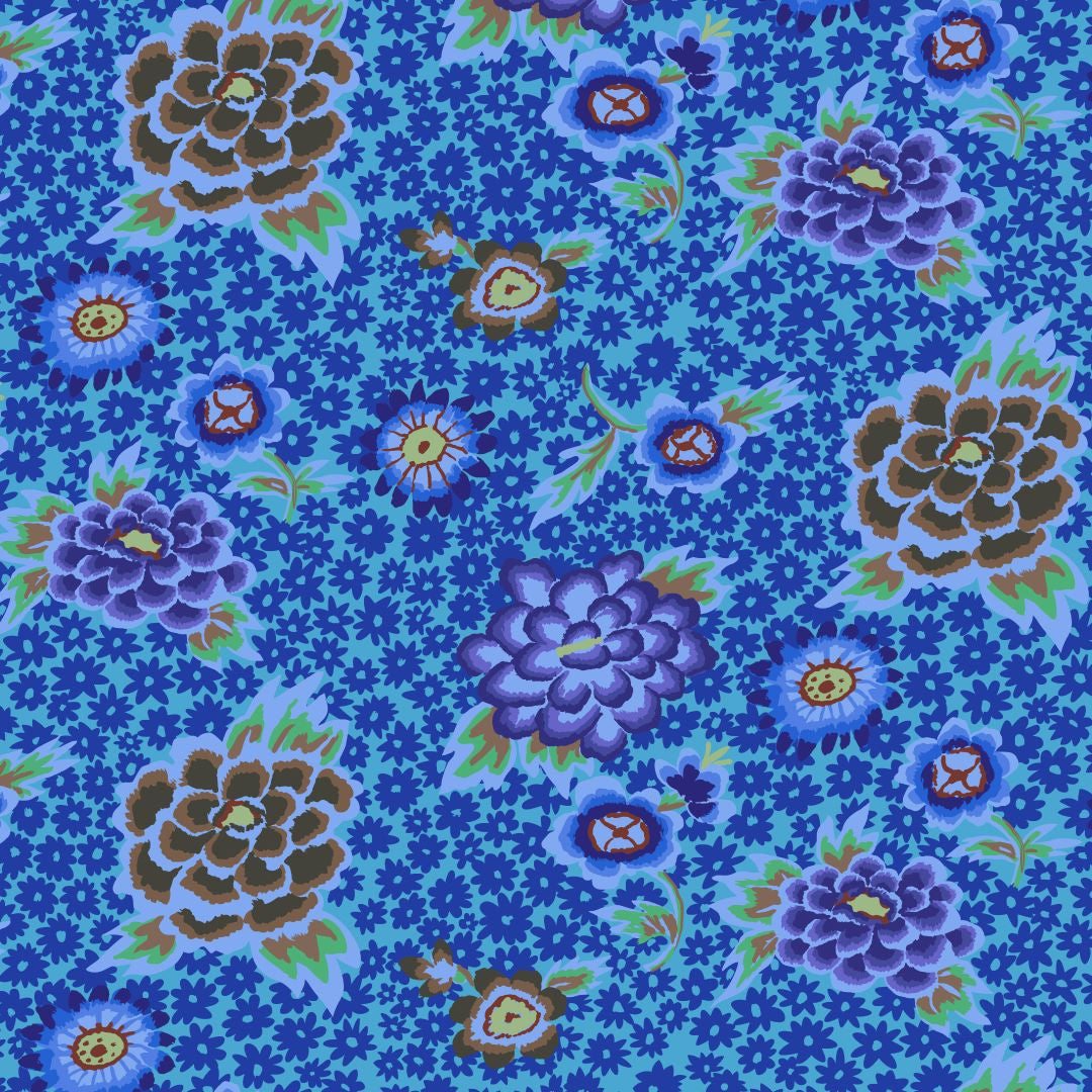 KAFFE FASSETT - KFC FEBRUARY 2022 - Charlotte, Blue - Artistic Quilts with Color