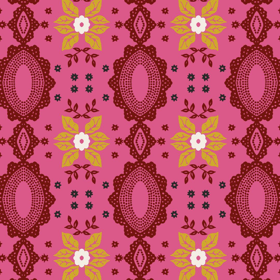 NATHALIE LETE - CONSERVATORY CRAFT - FOLK ART - Flocked , Coral - Artistic Quilts with Color