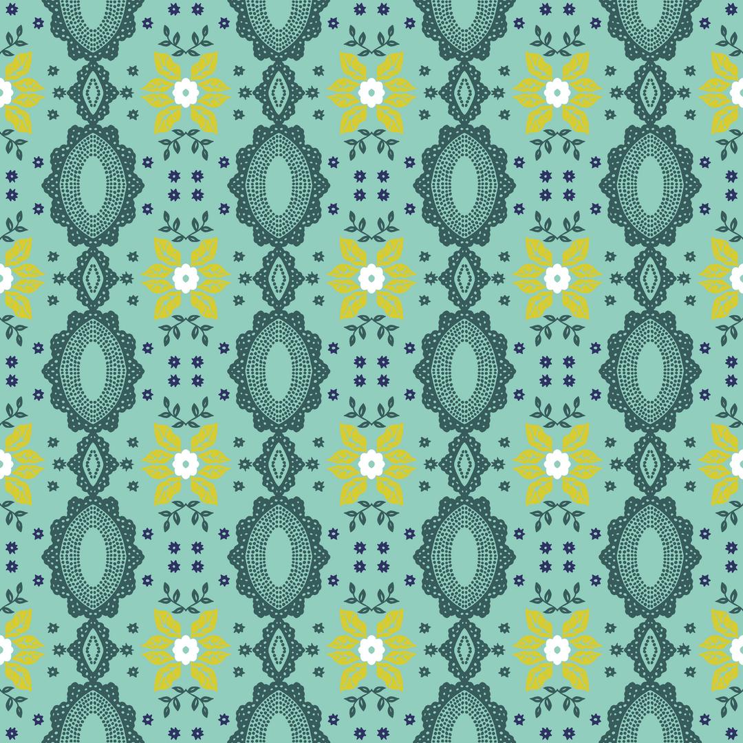 NATHALIE LETE - CONSERVATORY CRAFT - FOLK ART - Flocked Small, Aqua - Artistic Quilts with Color