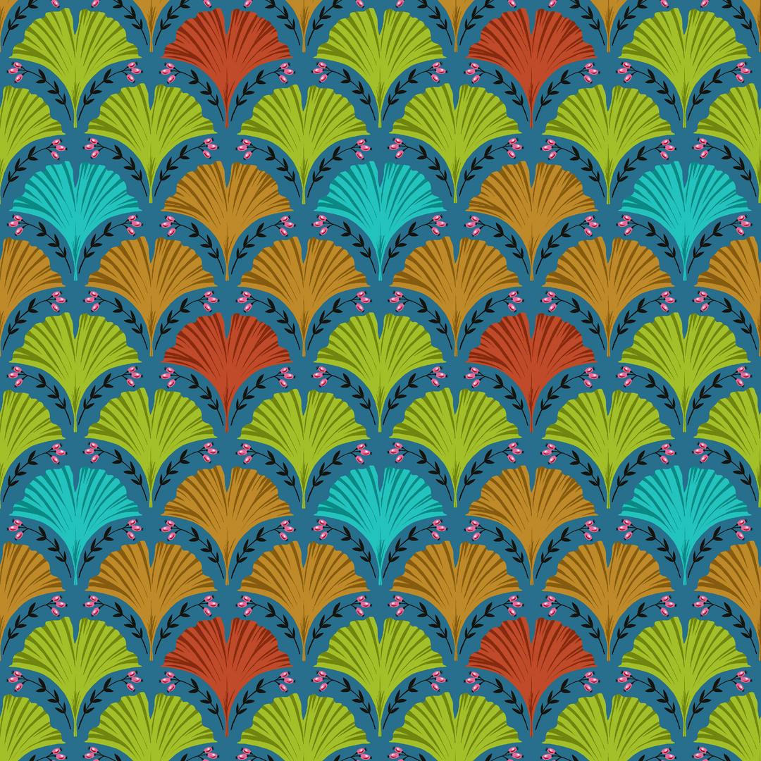 ODILE BAILLOEUL - LAND ART 2 - Ginkgo, Blue - Artistic Quilts with Color PWOB068.BLUE