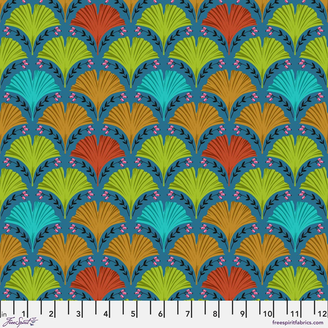 ODILE BAILLOEUL - LAND ART 2 - Ginkgo, Blue - Artistic Quilts with Color PWOB068.BLUE