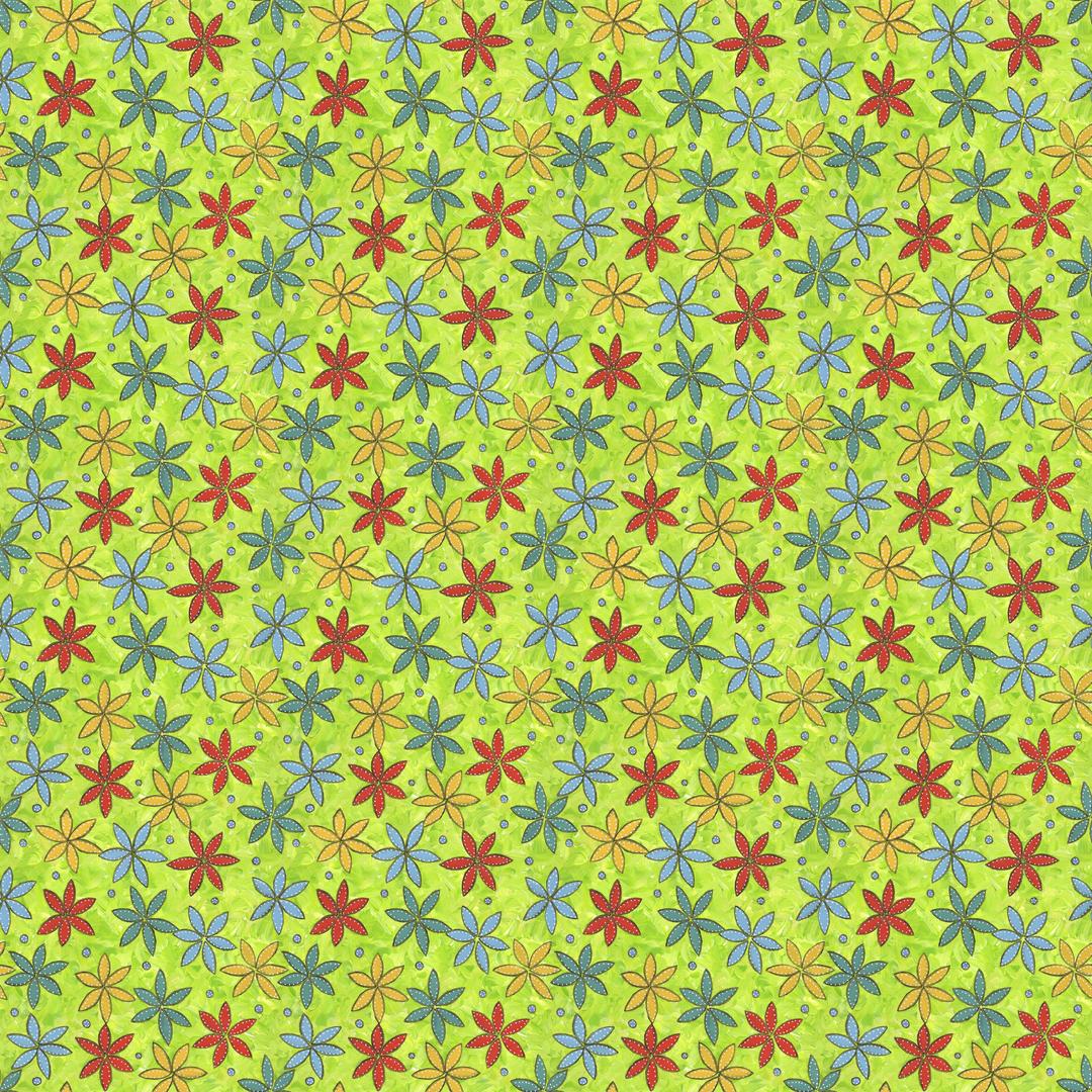 SUE PENN - UP, UP & AWAY - Paper Flowers, Green - Artistic Quilts with Color