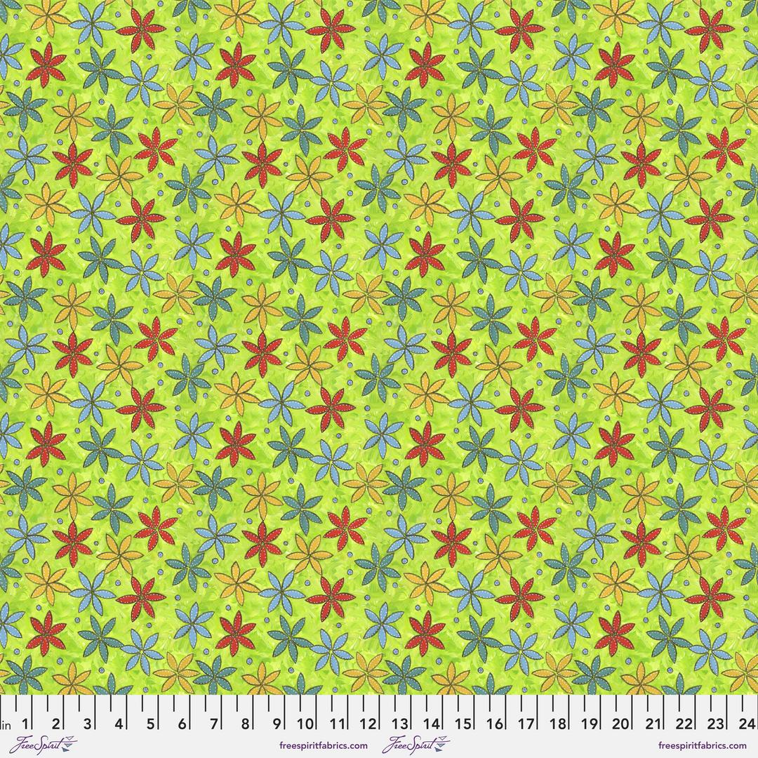 SUE PENN - UP, UP & AWAY - Paper Flowers, Green - Artistic Quilts with Color