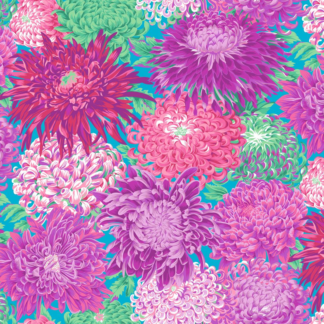 PHILIP JACOBS - 108" SATEEN QUITBACKS - Japanese Chrysanthemum, Magenta