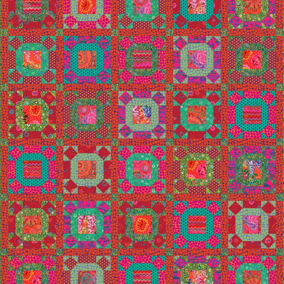 Kaffe Gathering No Moss Quilt Along Pattern and Tote - Artistic Quilts with Color