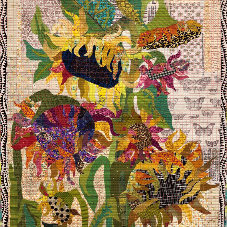 LAURA HEINE - SUNFLOWERS Collage Pattern - Artistic Quilts with Color